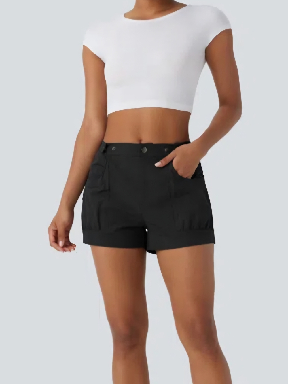 Halara Mid Rise Adjustable Waistband Pocket Casual Shorts- Size XL